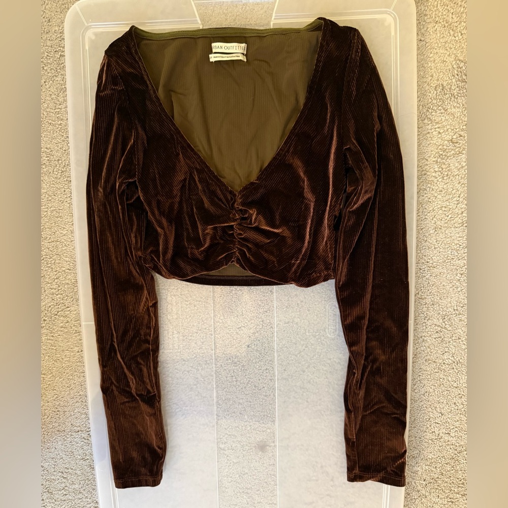 Urban Outfitters Deep Brown Velvet Crop Top